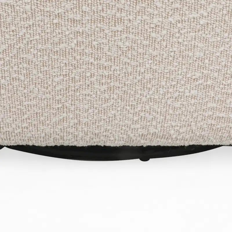 Fauteuil pivotant club en tissu bouclé blanc / beige / noir avec piètement en fer, une place