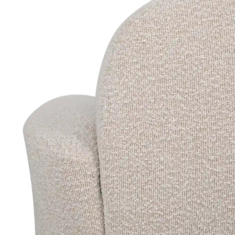 Fauteuil pivotant club en tissu bouclé blanc / beige / noir avec piètement en fer, une place