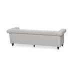 Canapé Chesterfield 3 places capitonné gris galet et marron foncé