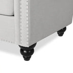 Canapé Chesterfield 3 places capitonné gris galet et marron foncé