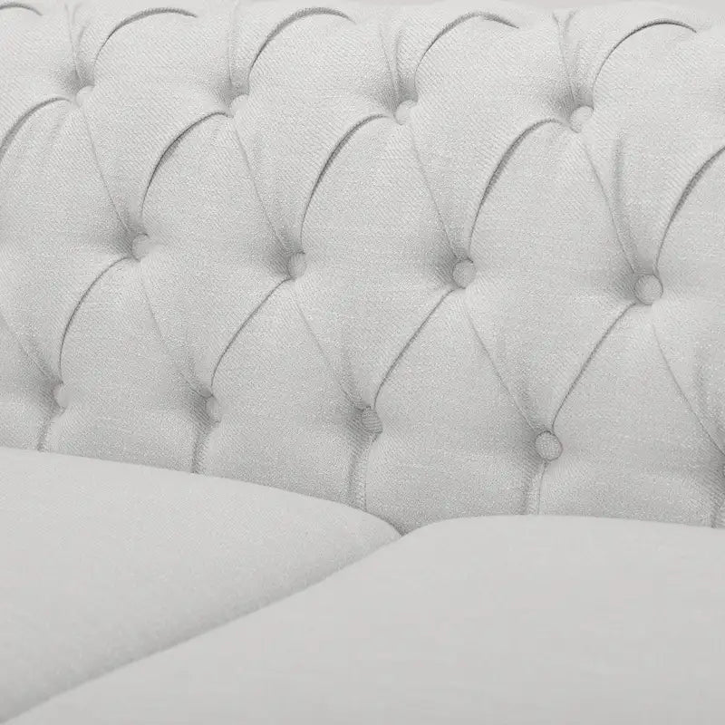 Canapé Chesterfield 3 places capitonné gris galet et marron foncé