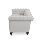 Canapé Chesterfield 3 places capitonné gris galet et marron foncé
