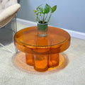 Table basse ronde en verre soufflé à la main, de forme florale moderne, Ambre / Verte / Violette / Turquoise