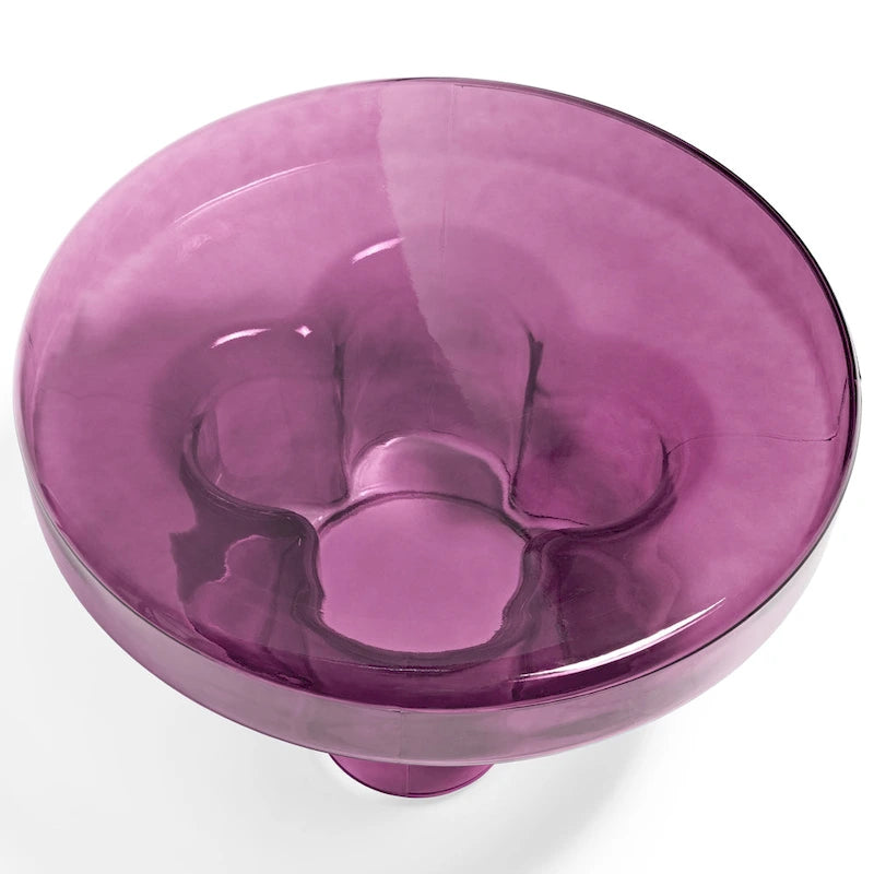Table basse ronde en verre soufflé à la main, de forme florale moderne, Ambre / Verte / Violette / Turquoise