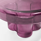 Table basse ronde en verre soufflé à la main, de forme florale moderne, Ambre / Verte / Violette / Turquoise