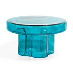 Table basse ronde en verre soufflé à la main, de forme florale moderne, Ambre / Verte / Violette / Turquoise