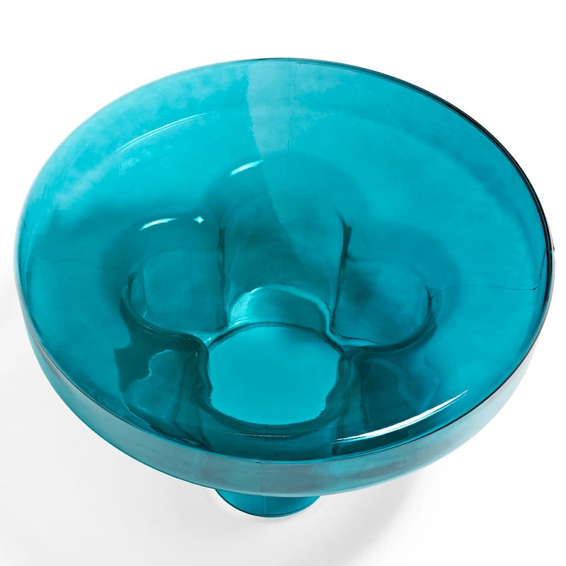 Table basse ronde en verre soufflé à la main, de forme florale moderne, Ambre / Verte / Violette / Turquoise