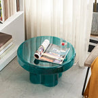 Table basse ronde en verre soufflé à la main, de forme florale moderne, Ambre / Verte / Violette / Turquoise