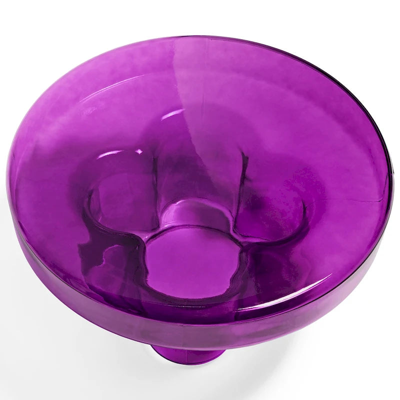 Table basse ronde en verre soufflé à la main, de forme florale moderne, Ambre / Verte / Violette / Turquoise