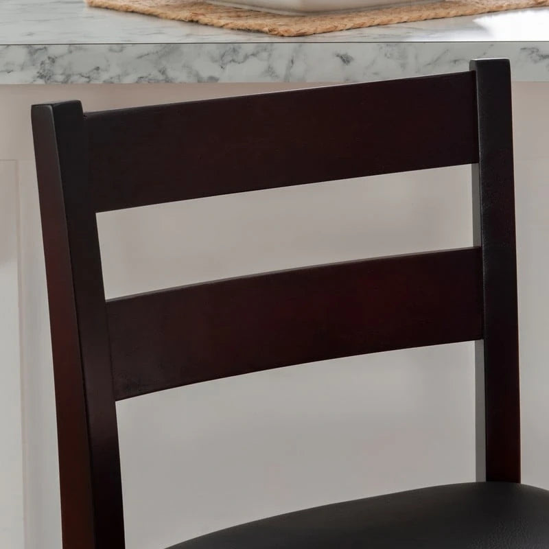 Tabouret de comptoir traditionnel, espresso, assise rembourrée en vinyle, unité