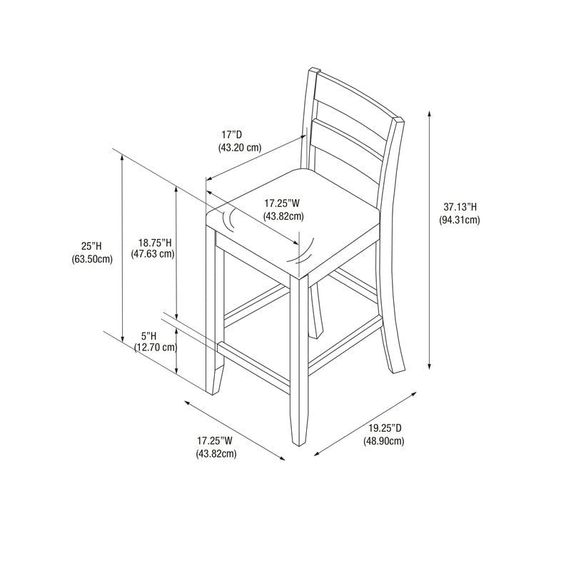 Tabouret de comptoir traditionnel, espresso, assise rembourrée en vinyle, unité