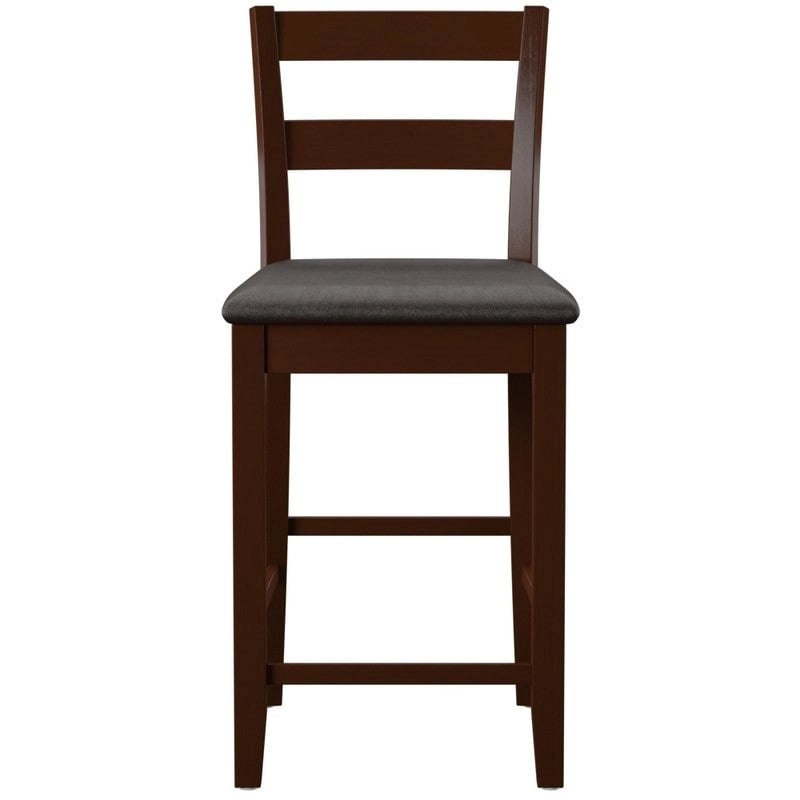 Tabouret de comptoir traditionnel, espresso, assise rembourrée en vinyle, unité