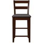 Tabouret de comptoir traditionnel, espresso, assise rembourrée en vinyle, unité