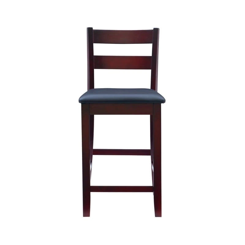 Tabouret de comptoir traditionnel, espresso, assise rembourrée en vinyle, unité