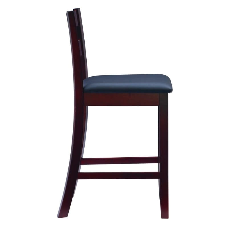 Tabouret de comptoir traditionnel, espresso, assise rembourrée en vinyle, unité