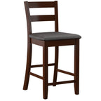 Tabouret de comptoir traditionnel, espresso, assise rembourrée en vinyle, unité