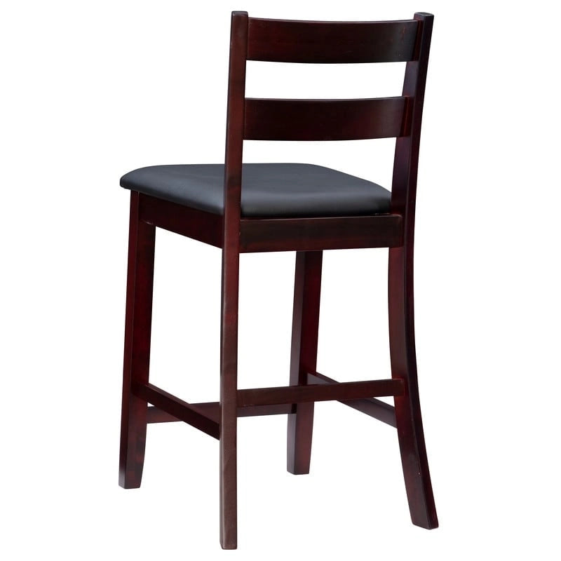 Tabouret de comptoir traditionnel, espresso, assise rembourrée en vinyle, unité