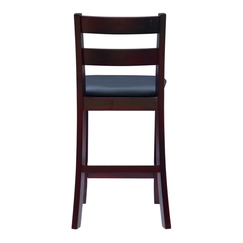 Tabouret de comptoir traditionnel, espresso, assise rembourrée en vinyle, unité