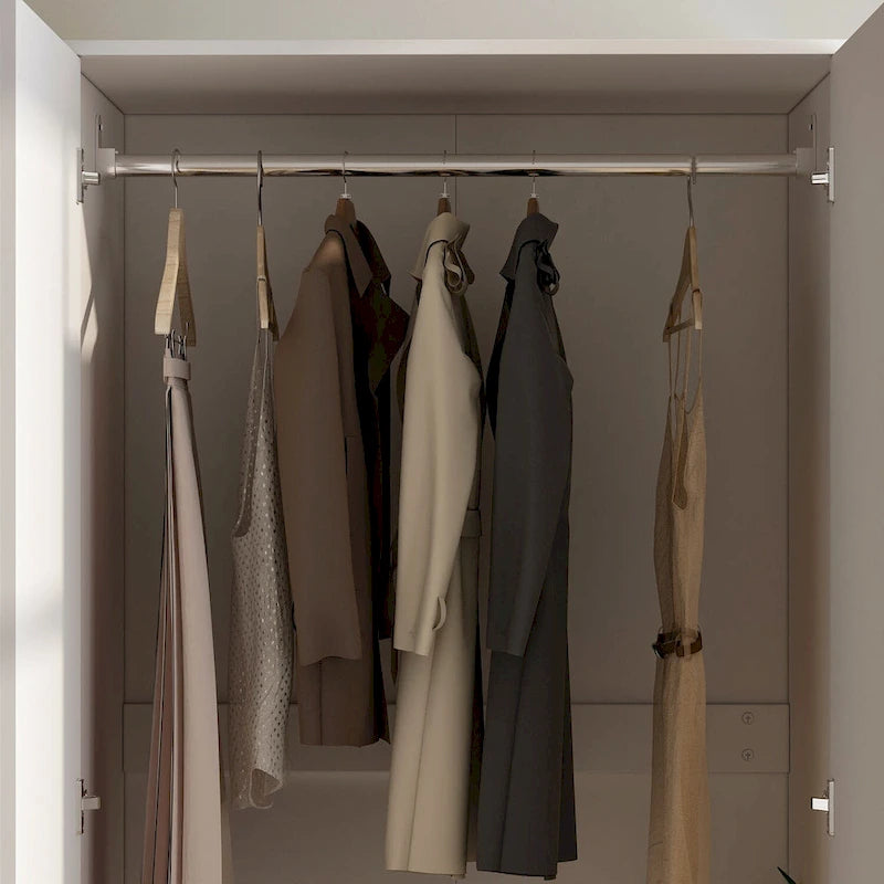 Armoire 2 portes avec tringle et tiroir, Blanc / Noir, Style panneau encadré
