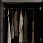 Armoire 2 portes avec tringle et tiroir, Blanc / Noir, Style panneau encadré