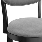 Tabouret de comptoir pivotant moderne du milieu du siècle, noir/gris ardoise, assise et dossier rembourrés, simple
