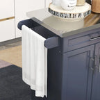Îlot de cuisine roulant avec plateau en acier inoxydable, gris, pin, tiroirs et armoire