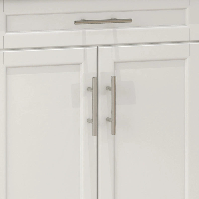 Îlot de cuisine roulant avec plateau en acier inoxydable, gris, pin, tiroirs et armoire