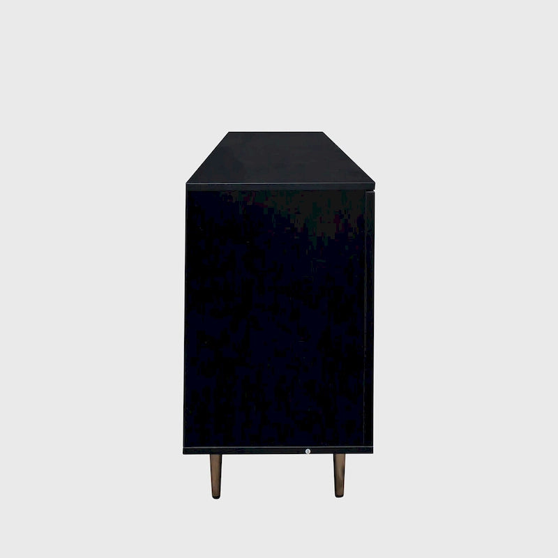 Buffet de salle à manger en rotin noir avec étagère réglable, 180 cm