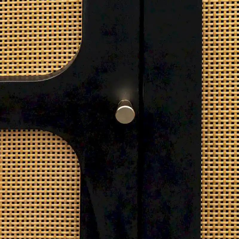 Buffet de salle à manger en rotin noir avec étagère réglable, 180 cm