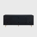 Buffet de salle à manger en rotin noir avec étagère réglable, 180 cm