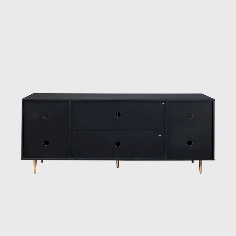 Buffet de salle à manger en rotin noir avec étagère réglable, 180 cm