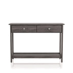 Console de canapé rustique grise en MDF avec 2 tiroirs et étagère inférieure ouverte
