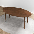 Table de salle à manger ovale 170 cm en bois massif, Marron, Pieds évasés, Pour 4 personnes, Style Mid-Century Modern