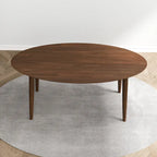 Table de salle à manger ovale 170 cm en bois massif, Marron, Pieds évasés, Pour 4 personnes, Style Mid-Century Modern