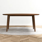 Table de salle à manger ovale 170 cm en bois massif, Marron, Pieds évasés, Pour 4 personnes, Style Mid-Century Modern