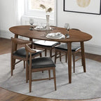 Table de salle à manger ovale 170 cm en bois massif, Marron, Pieds évasés, Pour 4 personnes, Style Mid-Century Modern