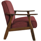 Causeuse en lin moderne du milieu du siècle avec cadre et pieds en bois, 2 places — Gris / Rouge