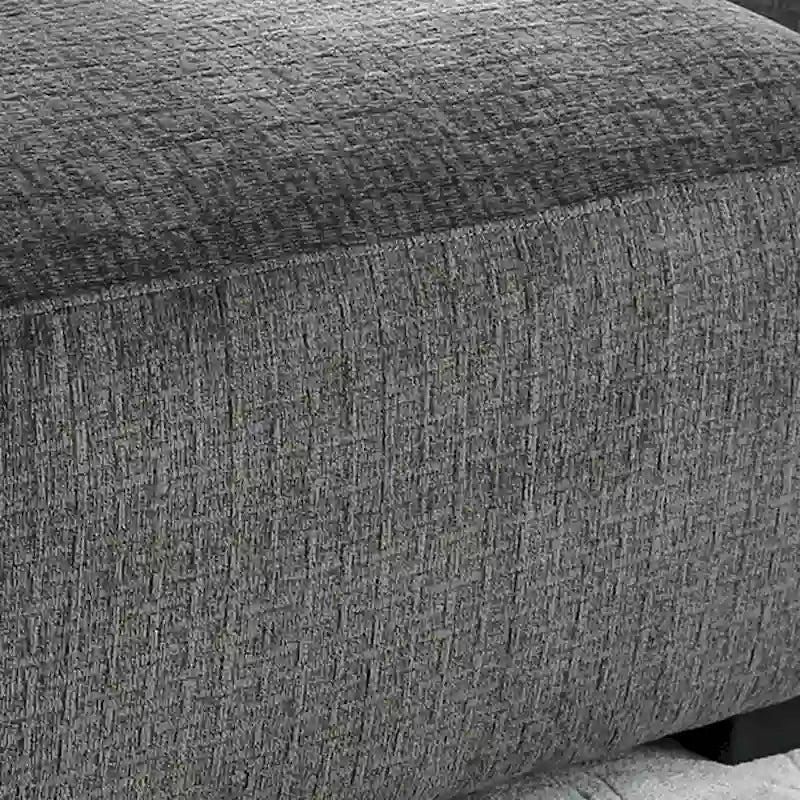 Ottoman de cocktail contemporain en chenille grise/beige avec pieds en bois massif, simple