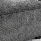 Ottoman de cocktail contemporain en chenille grise/beige avec pieds en bois massif, simple