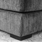Ottoman de cocktail contemporain en chenille grise/beige avec pieds en bois massif, simple