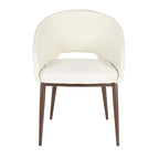 Chaise de salle à manger contemporaine en forme de tonneau, crème / velours bleu / argenté / similicuir blanc, pieds en cuivre, vendue à l'unité