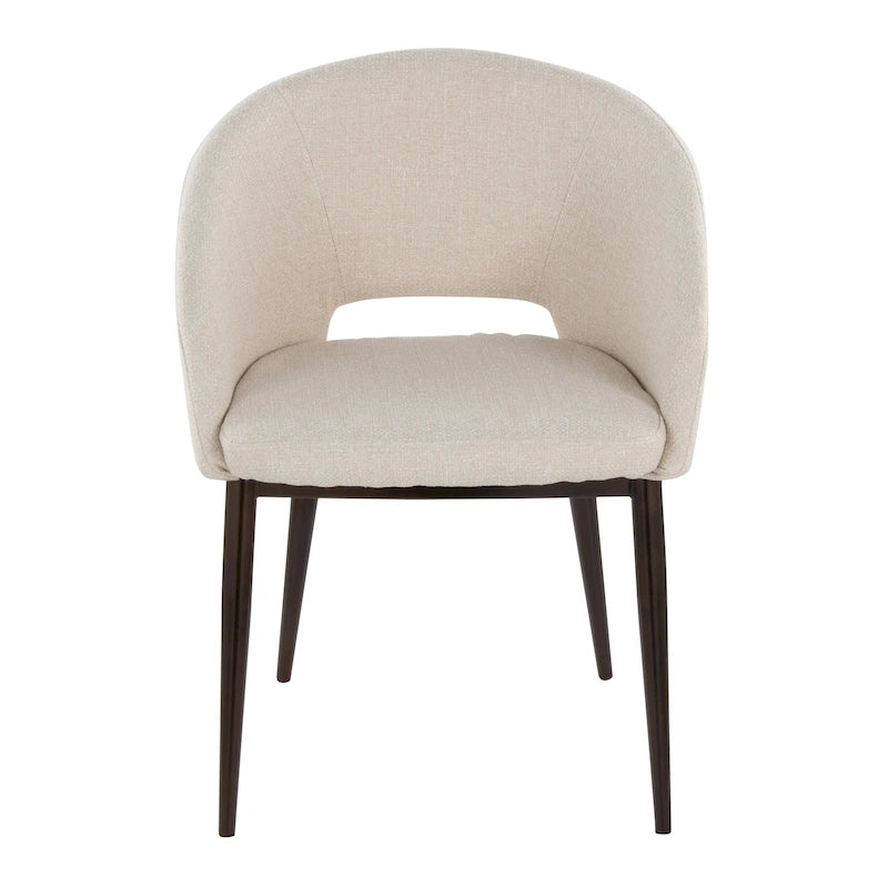 Chaise de salle à manger contemporaine en forme de tonneau, crème / velours bleu / argenté / similicuir blanc, pieds en cuivre, vendue à l'unité