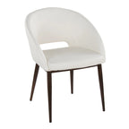 Chaise de salle à manger contemporaine en forme de tonneau, crème / velours bleu / argenté / similicuir blanc, pieds en cuivre, vendue à l'unité