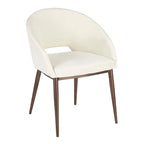 Chaise de salle à manger contemporaine en forme de tonneau, crème / velours bleu / argenté / similicuir blanc, pieds en cuivre, vendue à l'unité