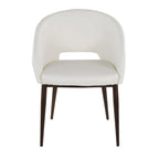 Chaise de salle à manger contemporaine en forme de tonneau, crème / velours bleu / argenté / similicuir blanc, pieds en cuivre, vendue à l'unité