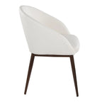 Chaise de salle à manger contemporaine en forme de tonneau, crème / velours bleu / argenté / similicuir blanc, pieds en cuivre, vendue à l'unité