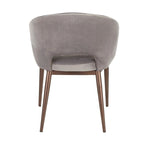 Chaise de salle à manger contemporaine en forme de tonneau, crème / velours bleu / argenté / similicuir blanc, pieds en cuivre, vendue à l'unité