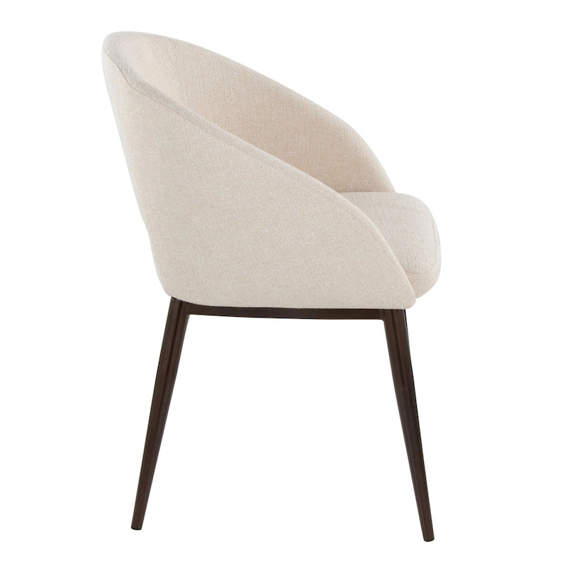 Chaise de salle à manger contemporaine en forme de tonneau, crème / velours bleu / argenté / similicuir blanc, pieds en cuivre, vendue à l'unité
