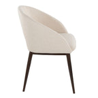 Chaise de salle à manger contemporaine en forme de tonneau, crème / velours bleu / argenté / similicuir blanc, pieds en cuivre, vendue à l'unité