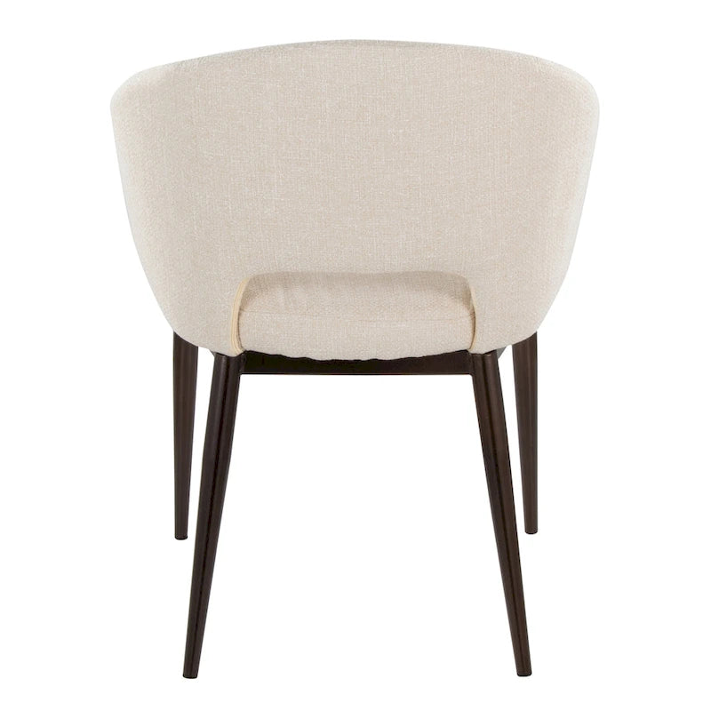 Chaise de salle à manger contemporaine en forme de tonneau, crème / velours bleu / argenté / similicuir blanc, pieds en cuivre, vendue à l'unité